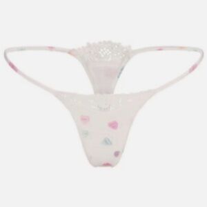 Skims Fits Everybody Lace String Thong Marble Candy Heart Print NWT